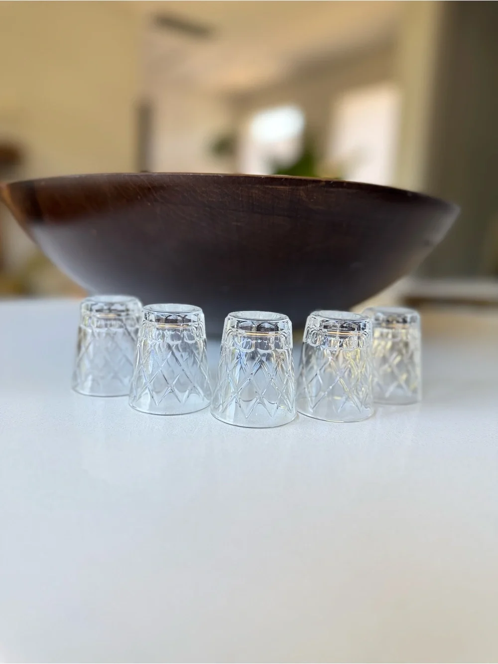 Vintage Federal Shot Glasses Diamond Pattern set 5 MCM Barware